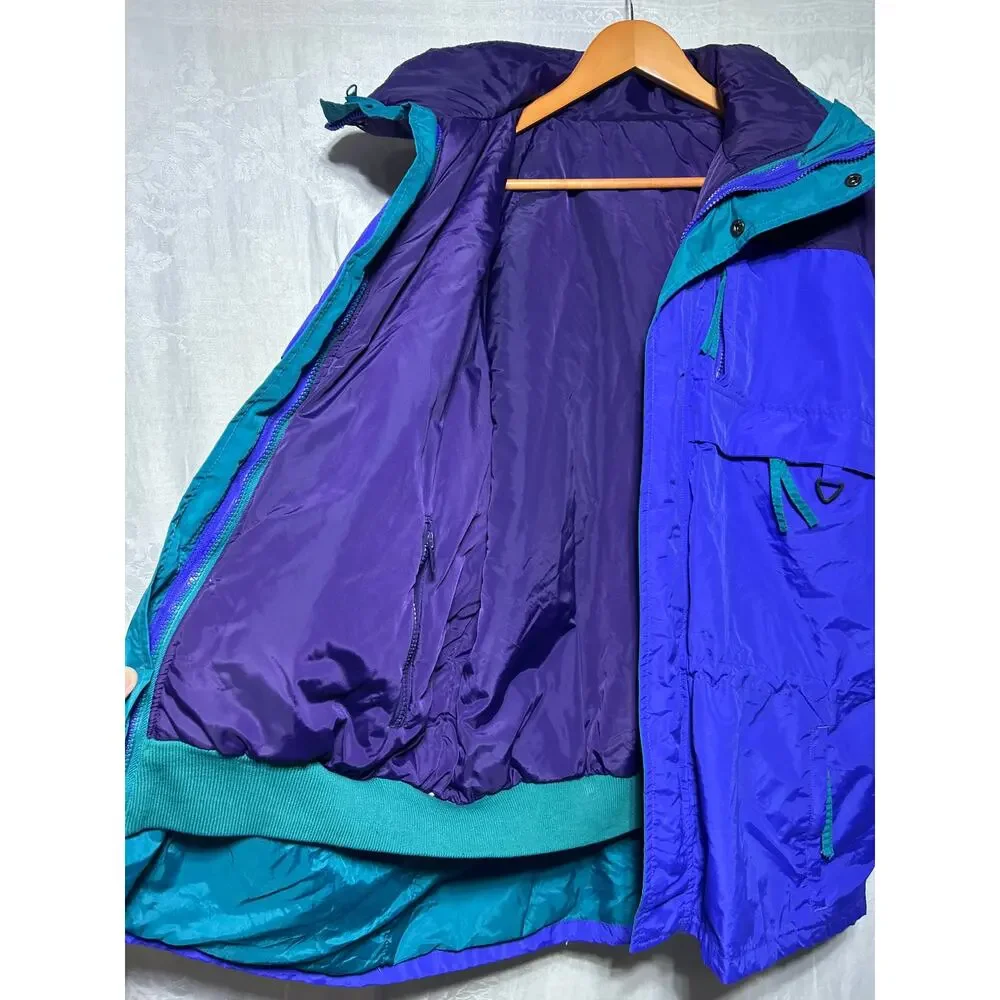 VTG Columbia Coat Large Blue Purple Gizmo Radial Sleeve Reversible Zip in Liner